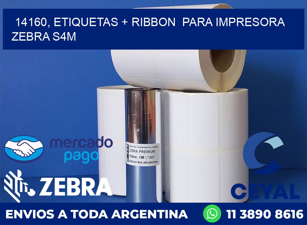14160, etiquetas + ribbon  para impresora zebra S4M