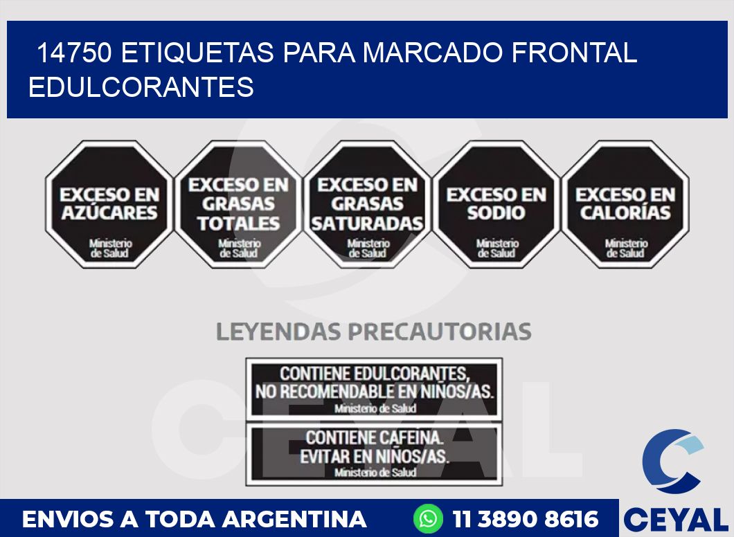 14750 ETIQUETAS PARA MARCADO FRONTAL EDULCORANTES