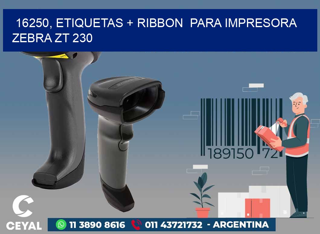 16250, etiquetas + ribbon para impresora zebra ZT 230