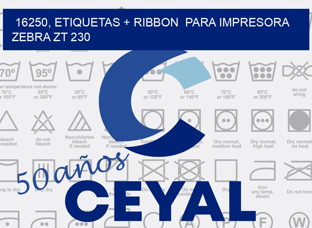 16250, etiquetas + ribbon para impresora zebra ZT 230