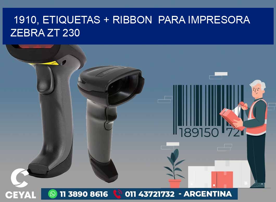 1910, etiquetas + ribbon para impresora zebra ZT 230