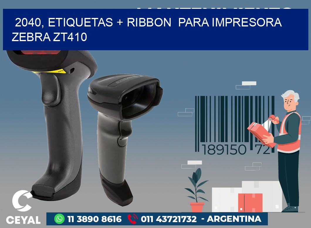 2040, etiquetas + ribbon para impresora zebra ZT410