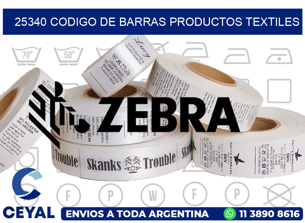 25340 CODIGO DE BARRAS PRODUCTOS TEXTILES