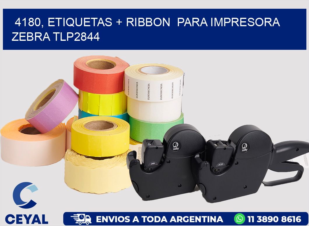 4180, etiquetas + ribbon para impresora zebra TLP2844