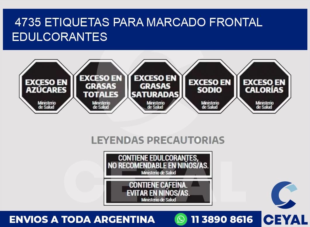 4735 ETIQUETAS PARA MARCADO FRONTAL EDULCORANTES