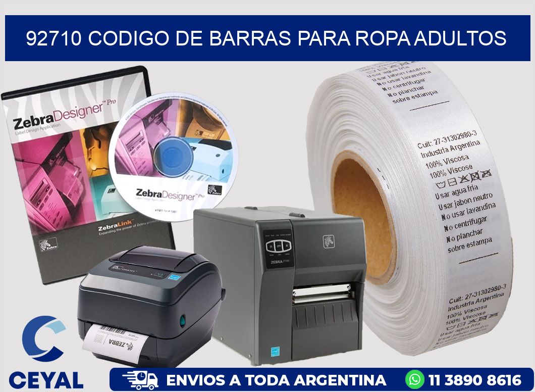92710 CODIGO DE BARRAS PARA ROPA ADULTOS