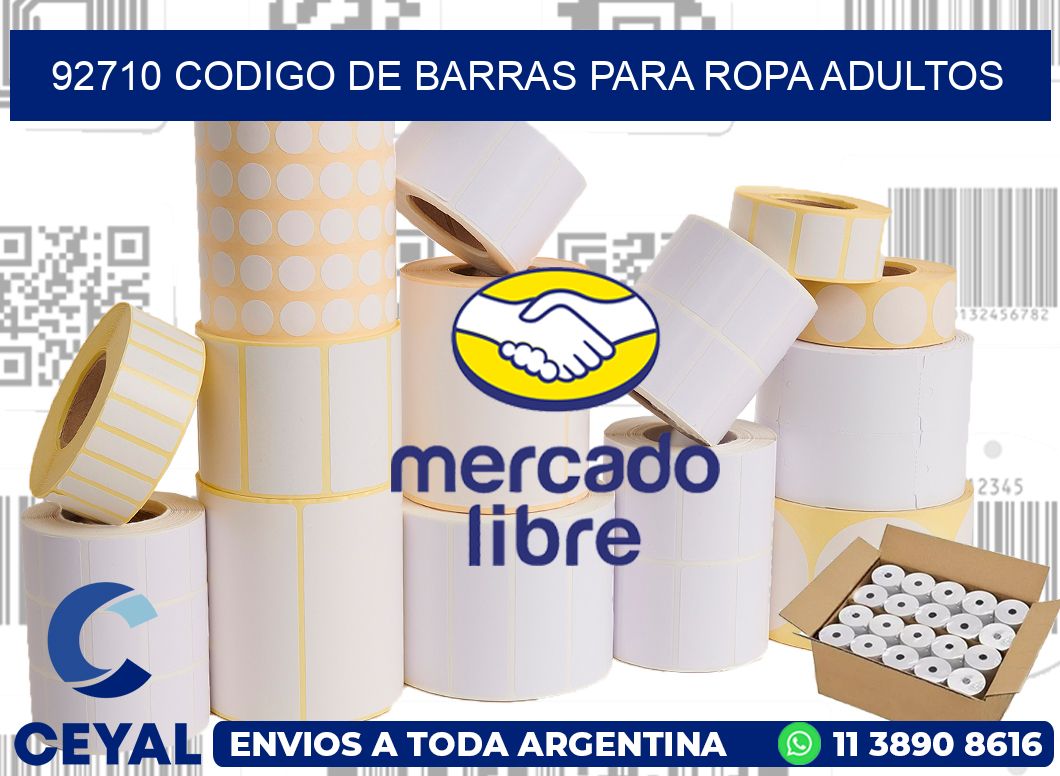 92710 CODIGO DE BARRAS PARA ROPA ADULTOS