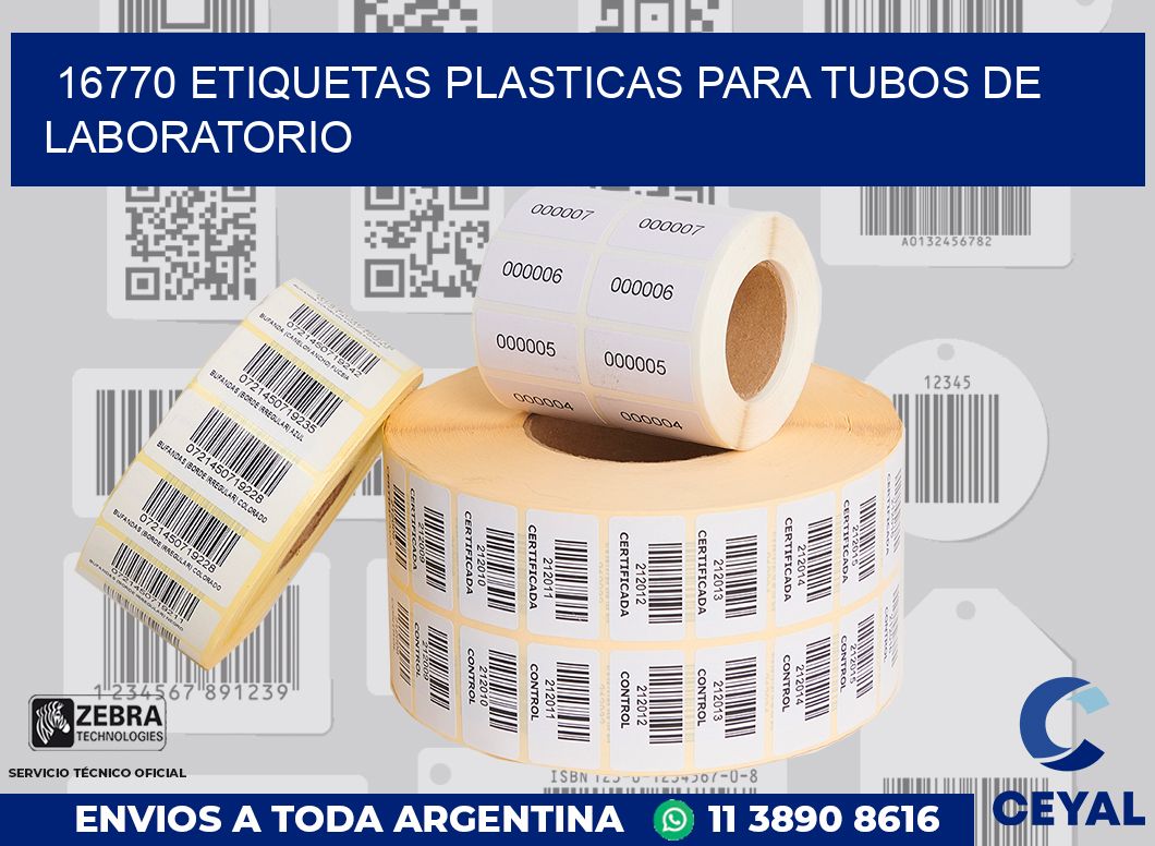 16770 ETIQUETAS PLASTICAS PARA TUBOS DE LABORATORIO