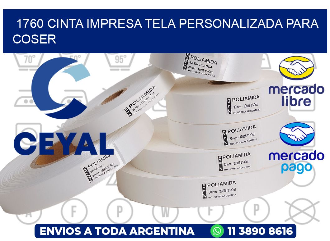 1760 CINTA IMPRESA TELA PERSONALIZADA PARA COSER