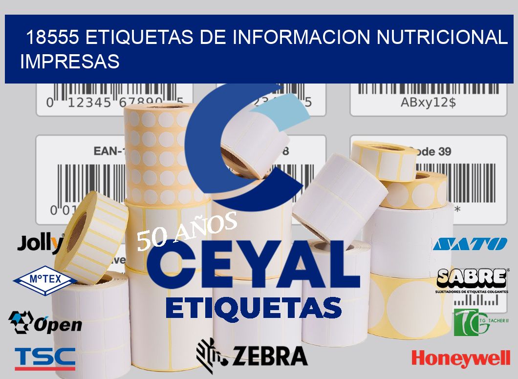 18555 ETIQUETAS DE INFORMACION NUTRICIONAL IMPRESAS
