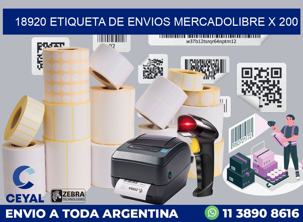 18920 etiqueta de envios mercadolibre x 200