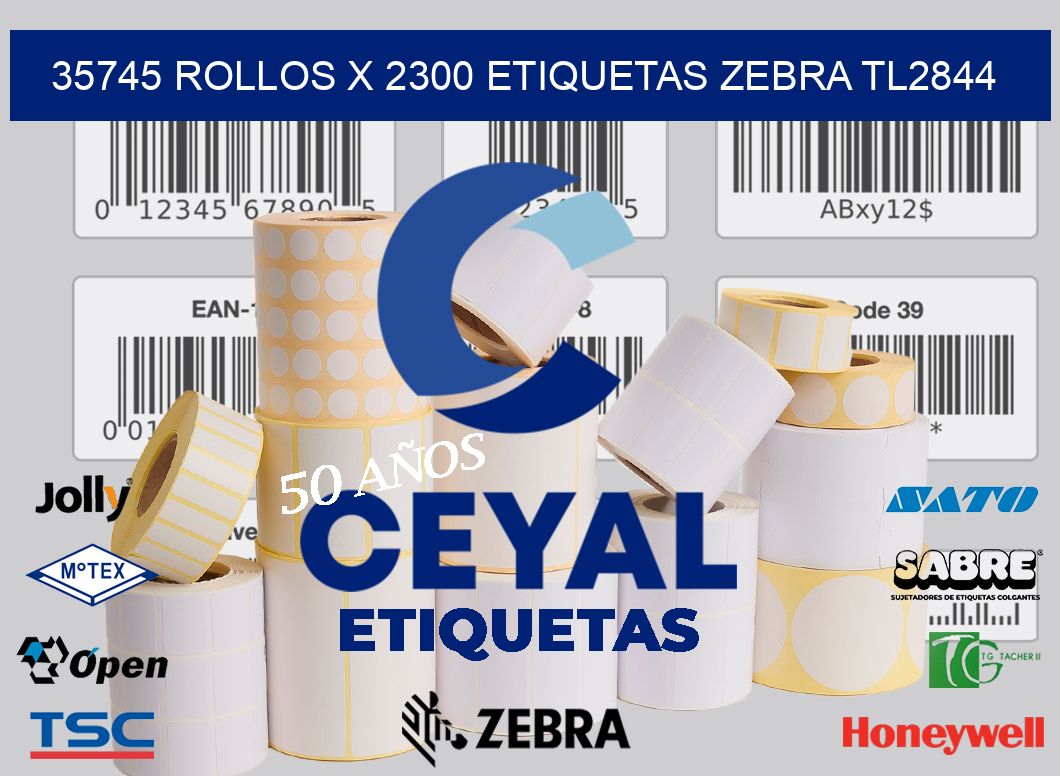 35745 Rollos x 2300 etiquetas zebra tl2844