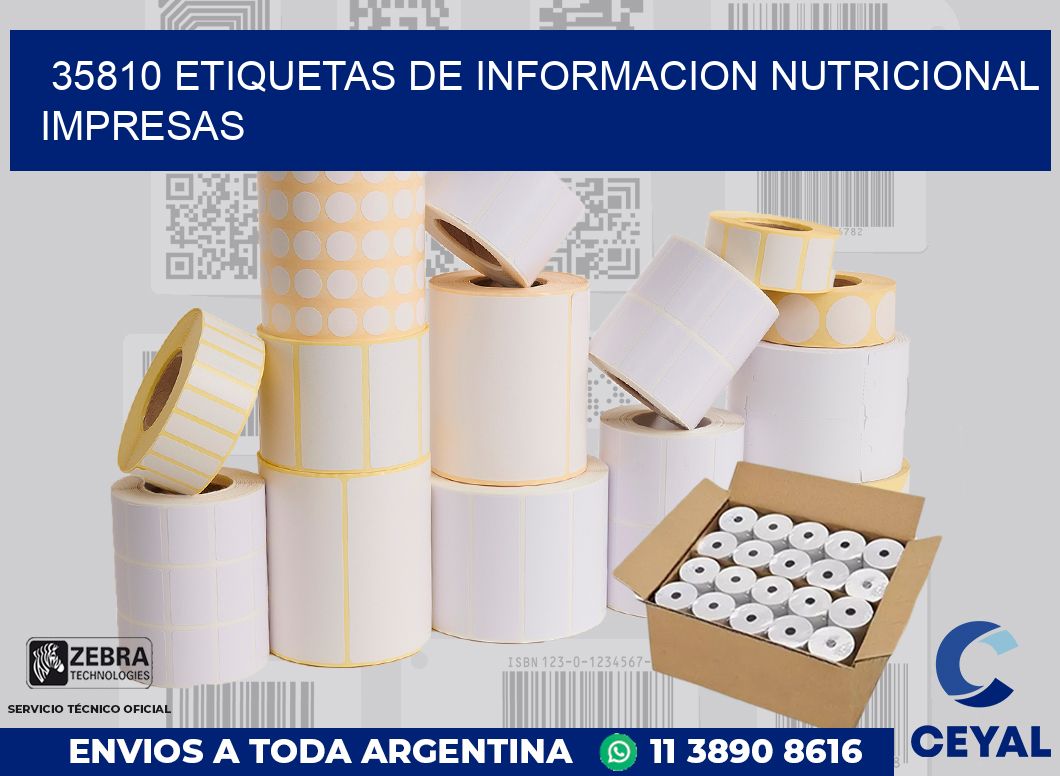 35810 ETIQUETAS DE INFORMACION NUTRICIONAL IMPRESAS