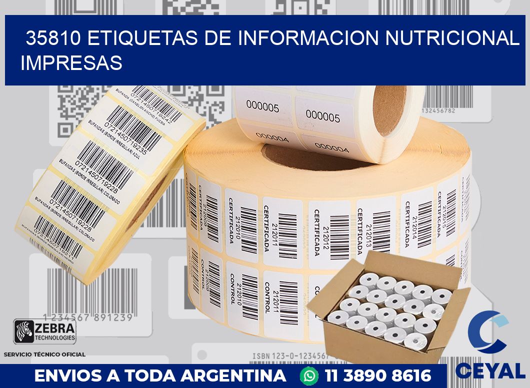 35810 ETIQUETAS DE INFORMACION NUTRICIONAL IMPRESAS