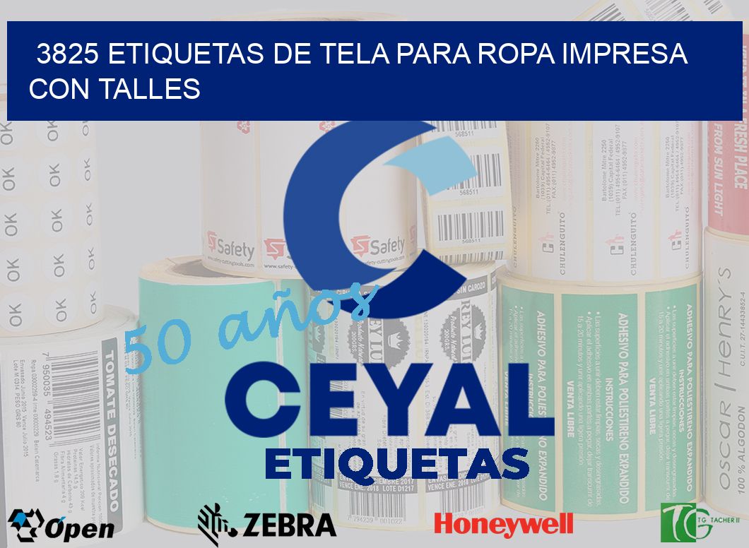3825 ETIQUETAS DE TELA PARA ROPA IMPRESA CON TALLES