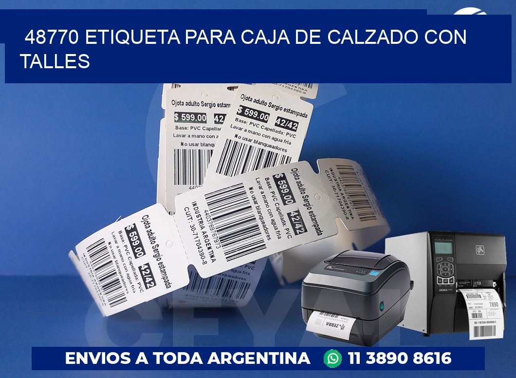 48770 ETIQUETA PARA CAJA DE CALZADO CON TALLES