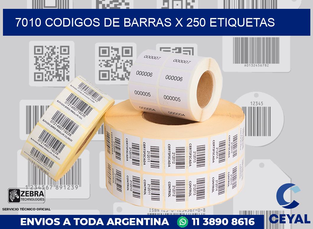 7010 codigos de barras x 250 etiquetas