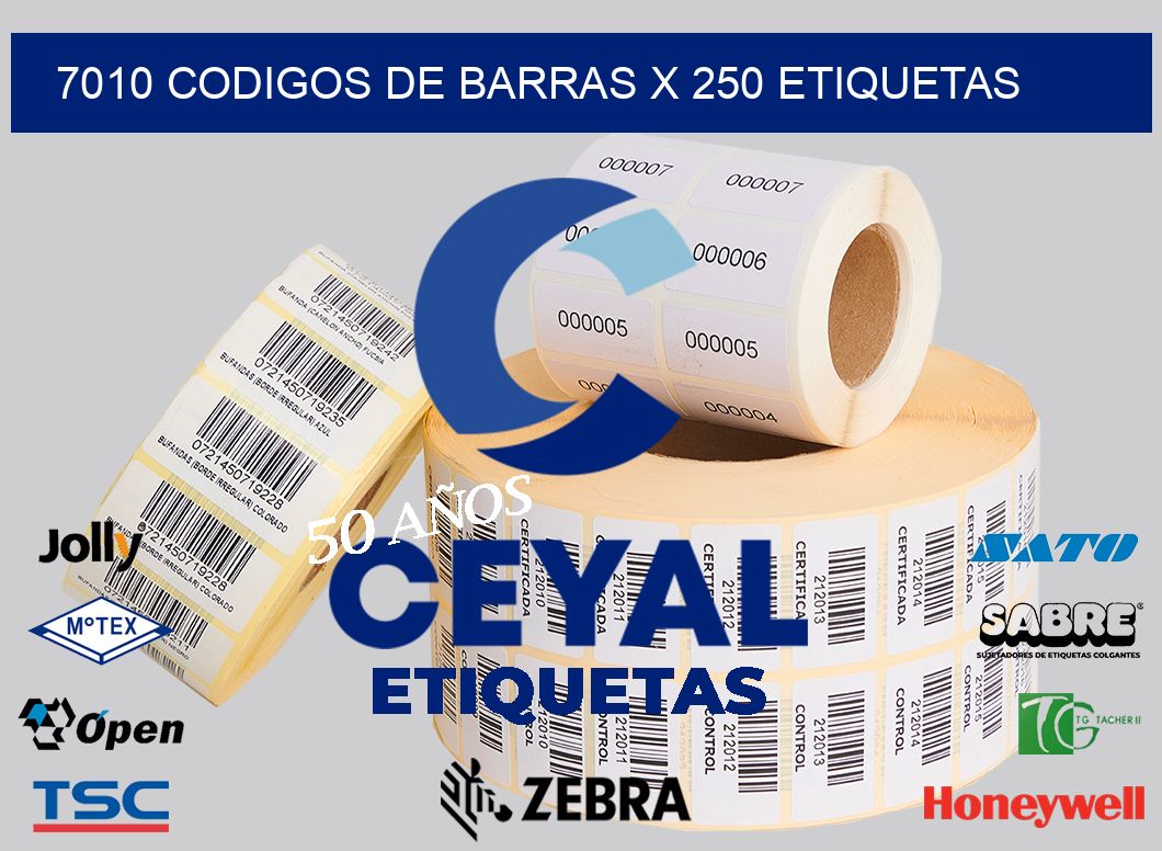 7010 codigos de barras x 250 etiquetas