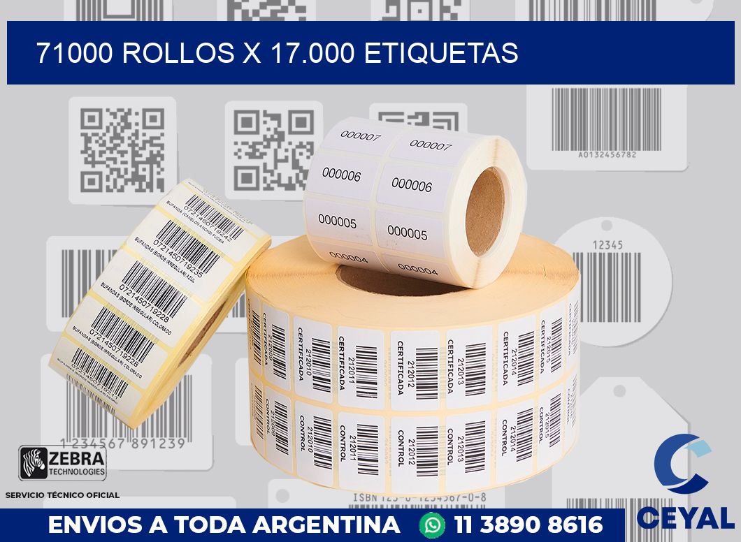 71000 Rollos x 17.000 etiquetas