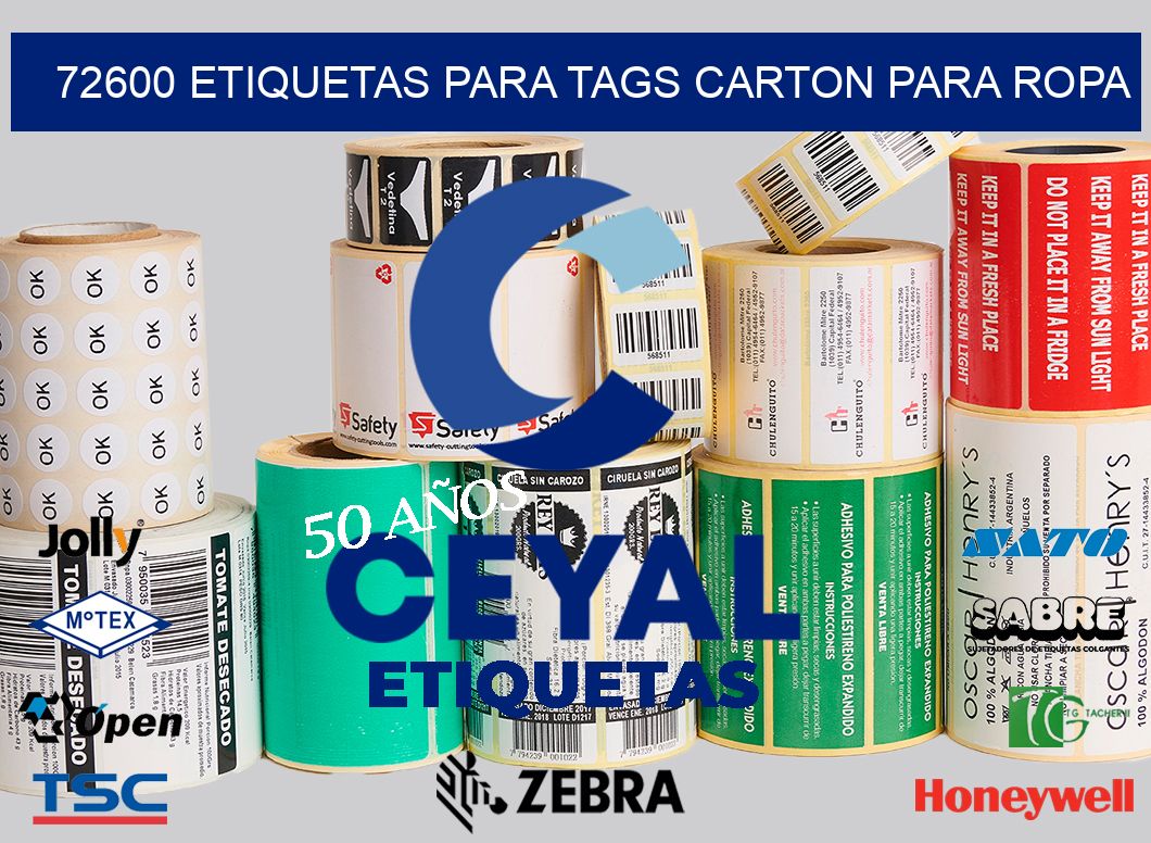 72600 ETIQUETAS PARA TAGS CARTON PARA ROPA