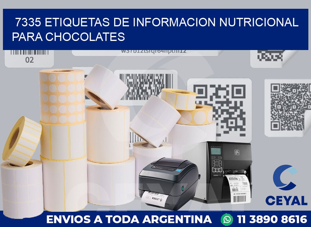 7335 ETIQUETAS DE INFORMACION NUTRICIONAL PARA CHOCOLATES