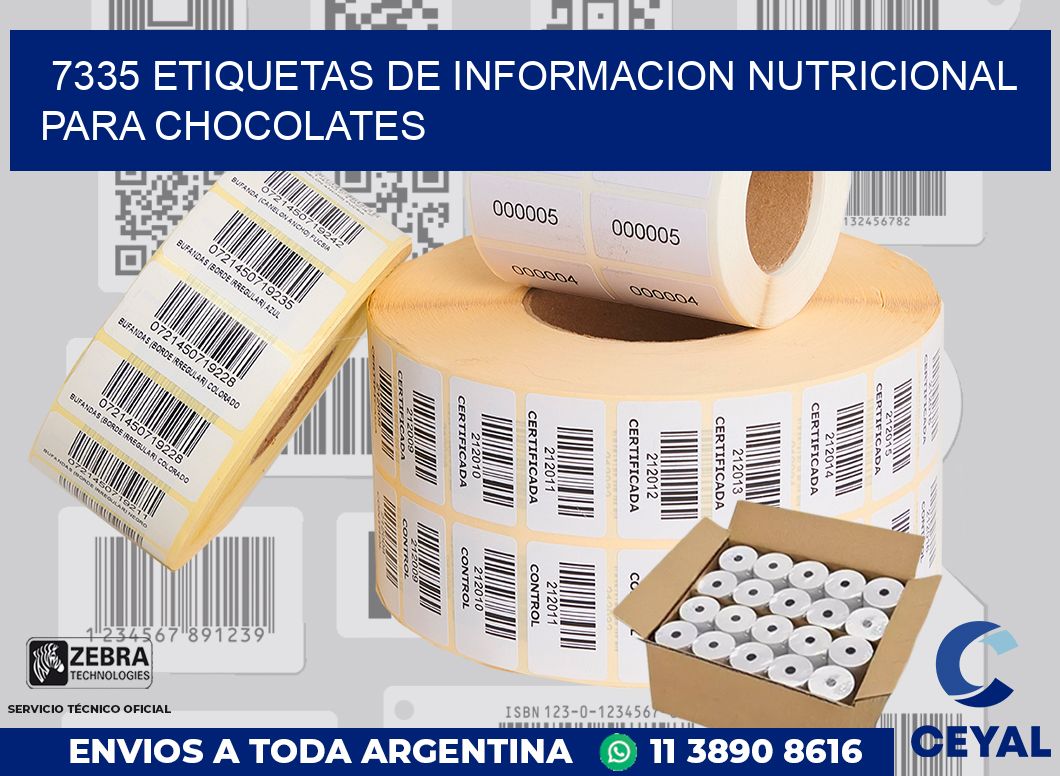 7335 ETIQUETAS DE INFORMACION NUTRICIONAL PARA CHOCOLATES