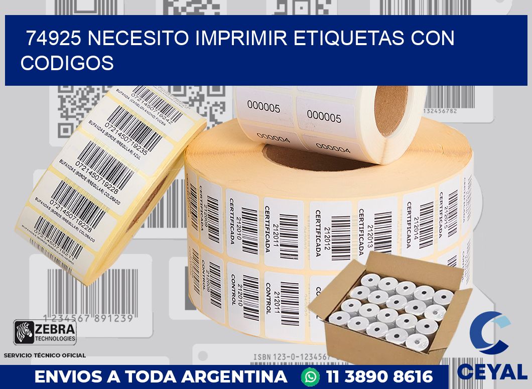 74925 NECESITO IMPRIMIR ETIQUETAS CON CODIGOS