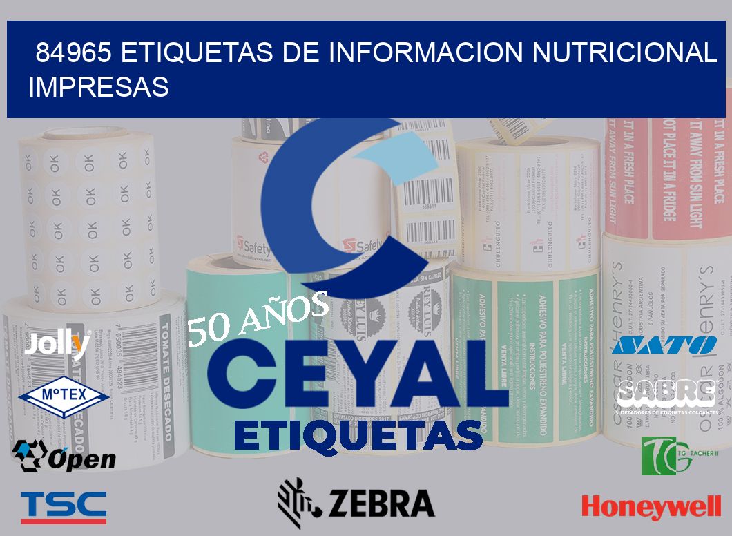 84965 ETIQUETAS DE INFORMACION NUTRICIONAL IMPRESAS