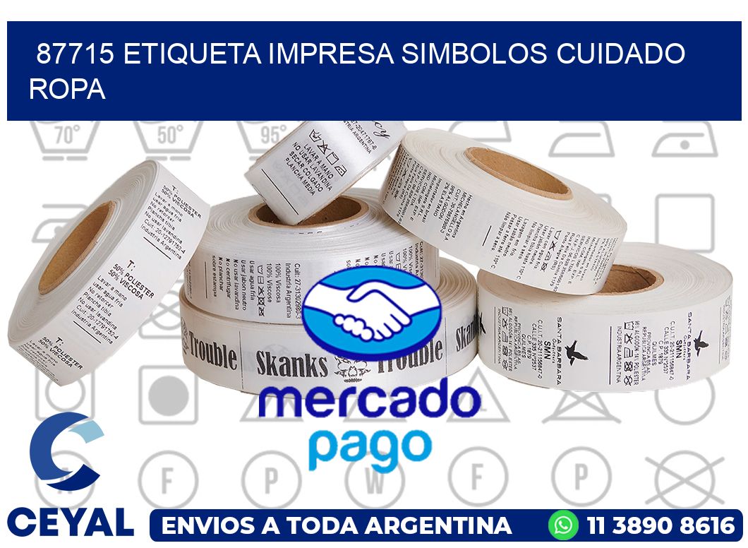 87715 ETIQUETA IMPRESA SIMBOLOS CUIDADO ROPA