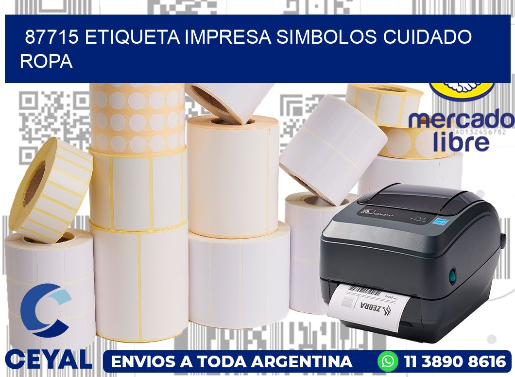 87715 ETIQUETA IMPRESA SIMBOLOS CUIDADO ROPA