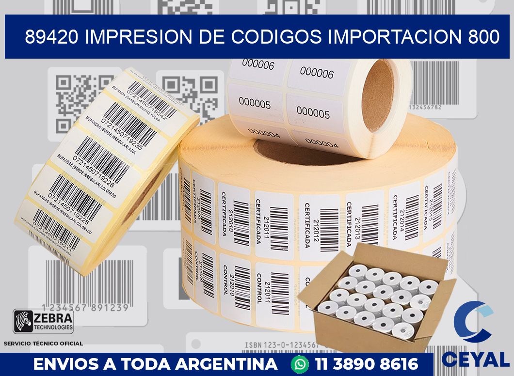 89420 impresion de codigos importacion 800