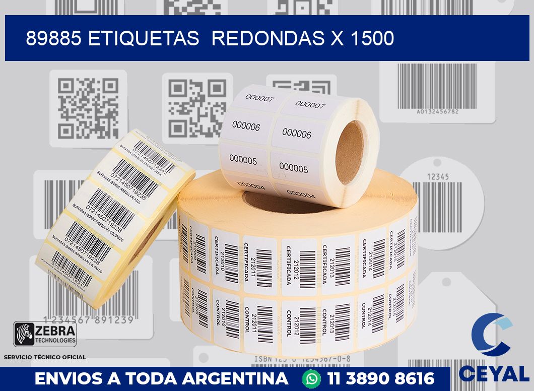 89885 etiquetas  redondas x 1500