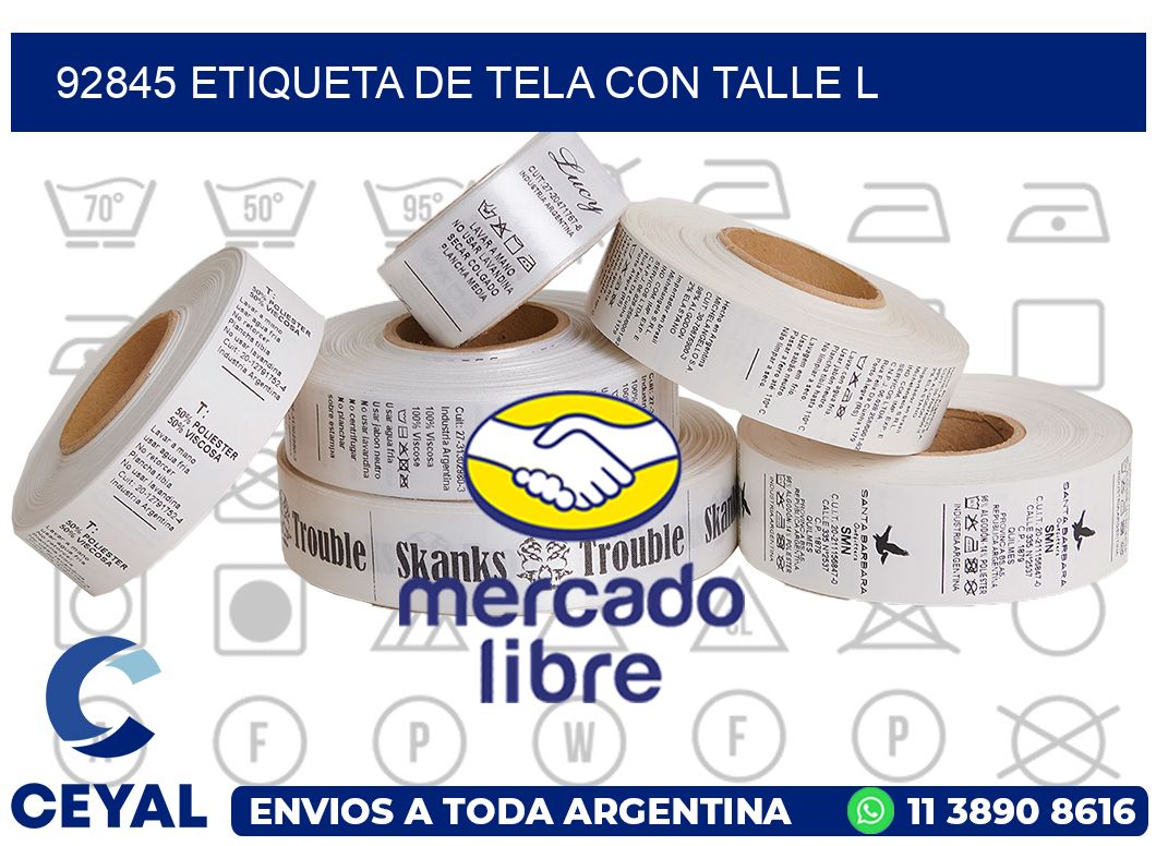 92845 ETIQUETA DE TELA CON TALLE L