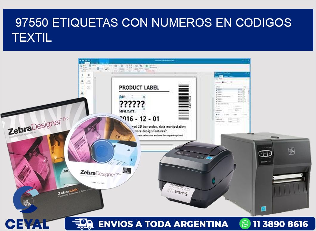 97550 ETIQUETAS CON NUMEROS EN CODIGOS TEXTIL