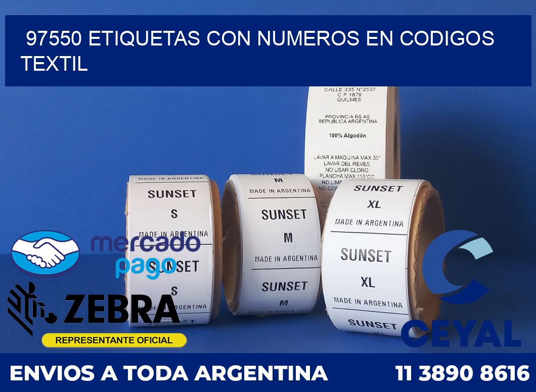 97550 ETIQUETAS CON NUMEROS EN CODIGOS TEXTIL