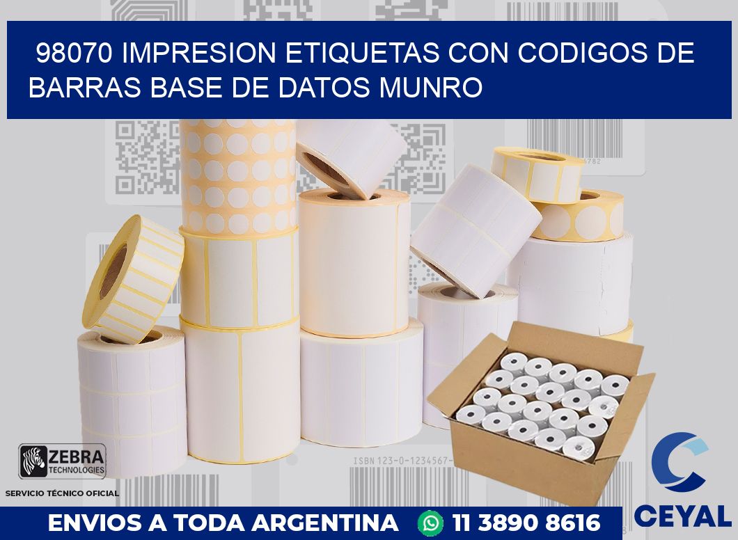 98070 IMPRESION ETIQUETAS CON CODIGOS DE BARRAS BASE DE DATOS MUNRO
