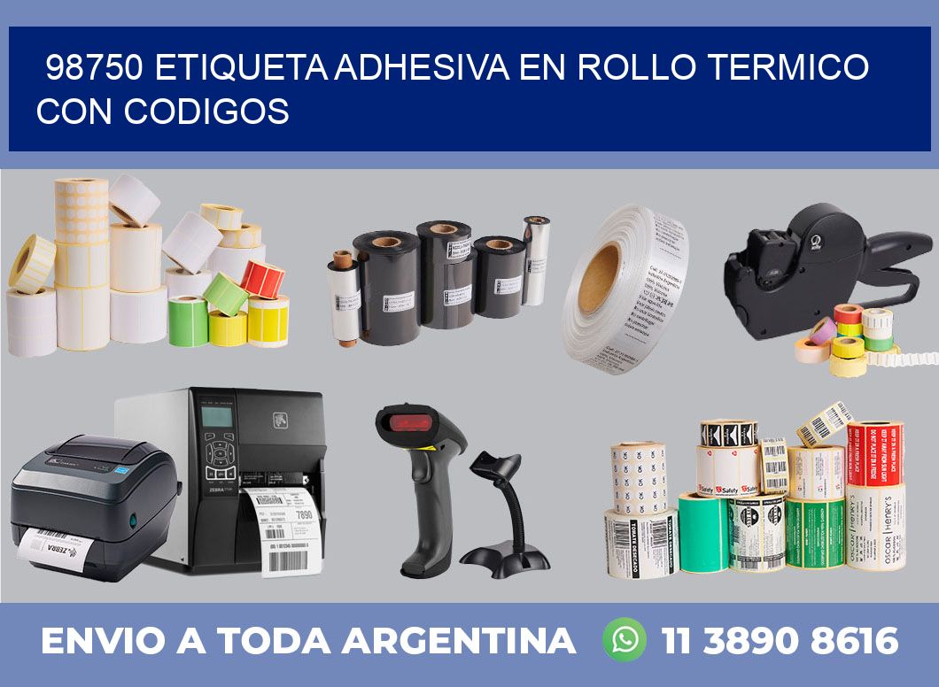 98750 ETIQUETA ADHESIVA EN ROLLO TERMICO CON CODIGOS