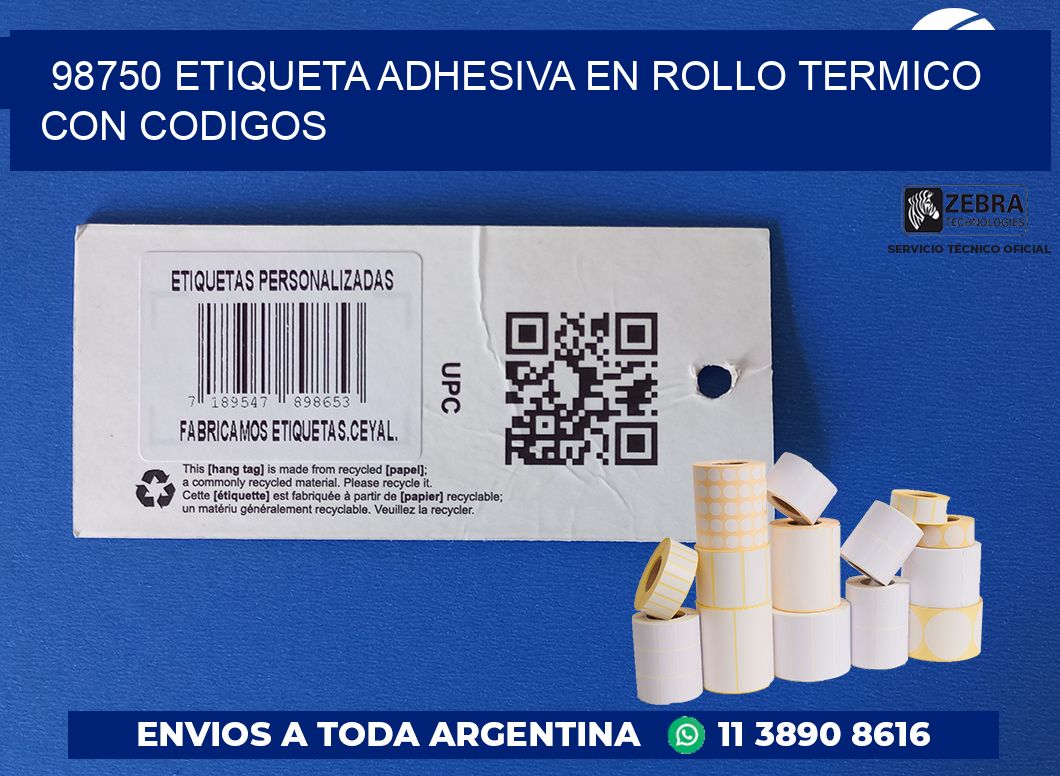 98750 ETIQUETA ADHESIVA EN ROLLO TERMICO CON CODIGOS