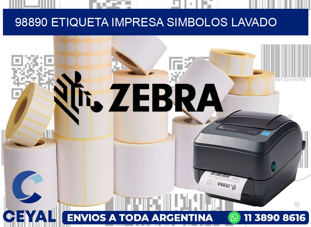 98890 ETIQUETA IMPRESA SIMBOLOS LAVADO