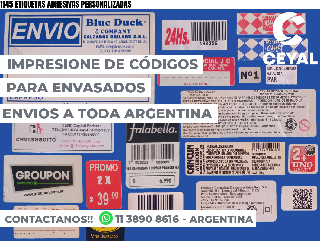 1145 ETIQUETAS ADHESIVAS PERSONALIZADAS