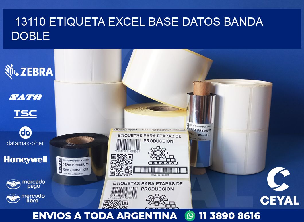 13110 etiqueta excel base datos banda doble