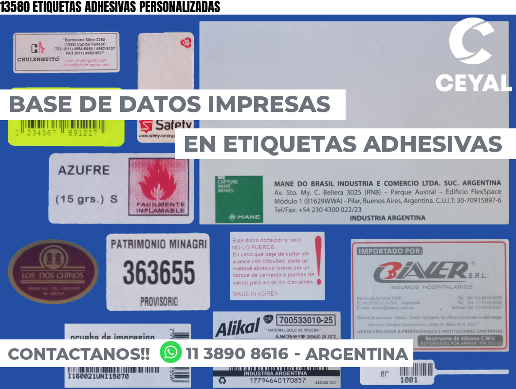 13580 ETIQUETAS ADHESIVAS PERSONALIZADAS
