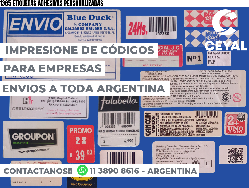 1385 ETIQUETAS ADHESIVAS PERSONALIZADAS