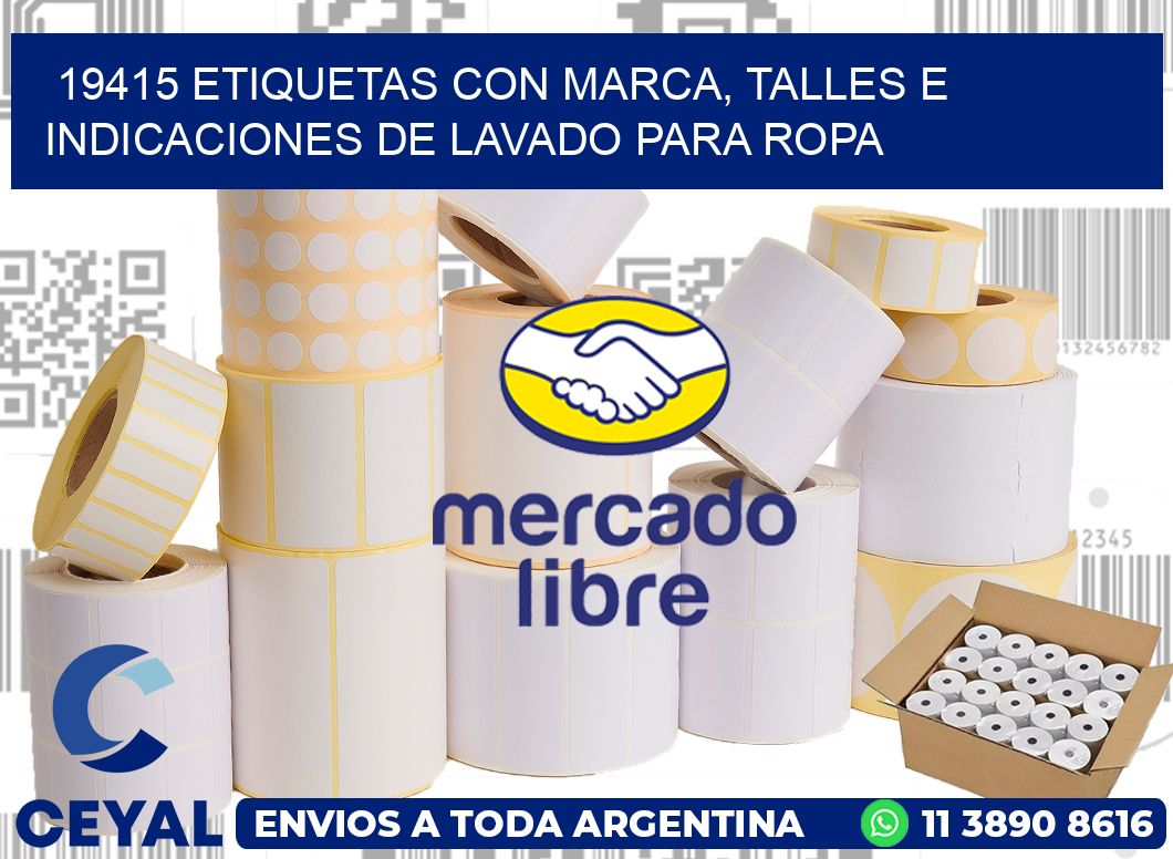19415 ETIQUETAS CON MARCA, TALLES E INDICACIONES DE LAVADO PARA ROPA