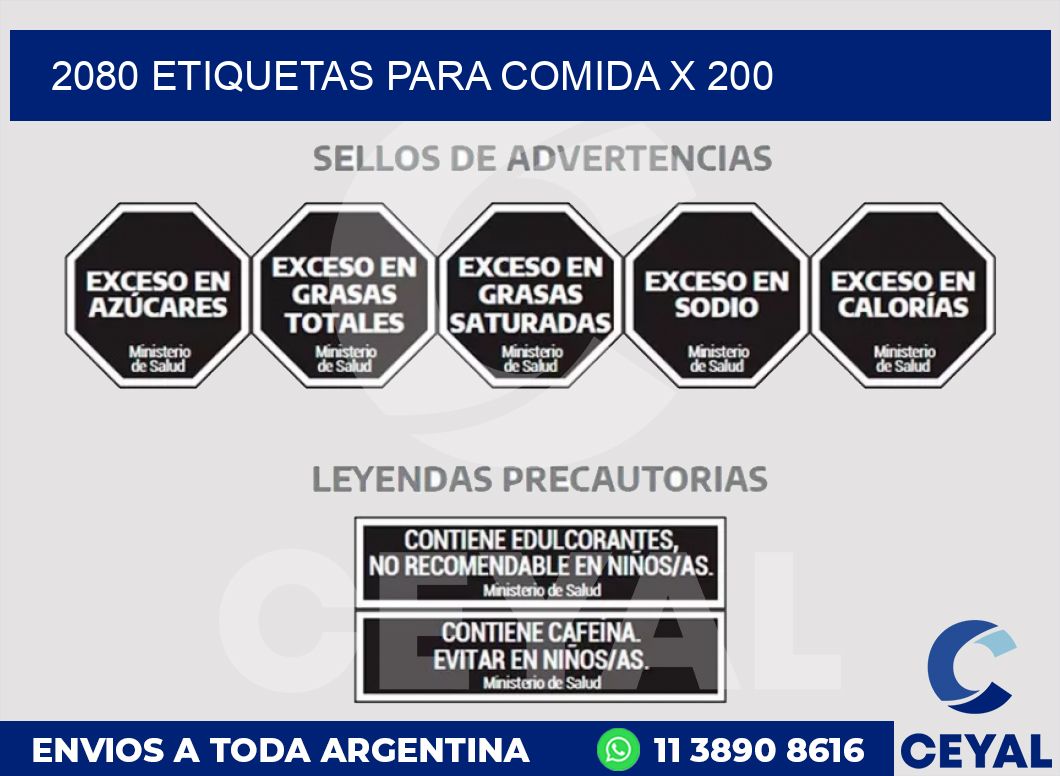 2080 ETIQUETAS PARA COMIDA x 200