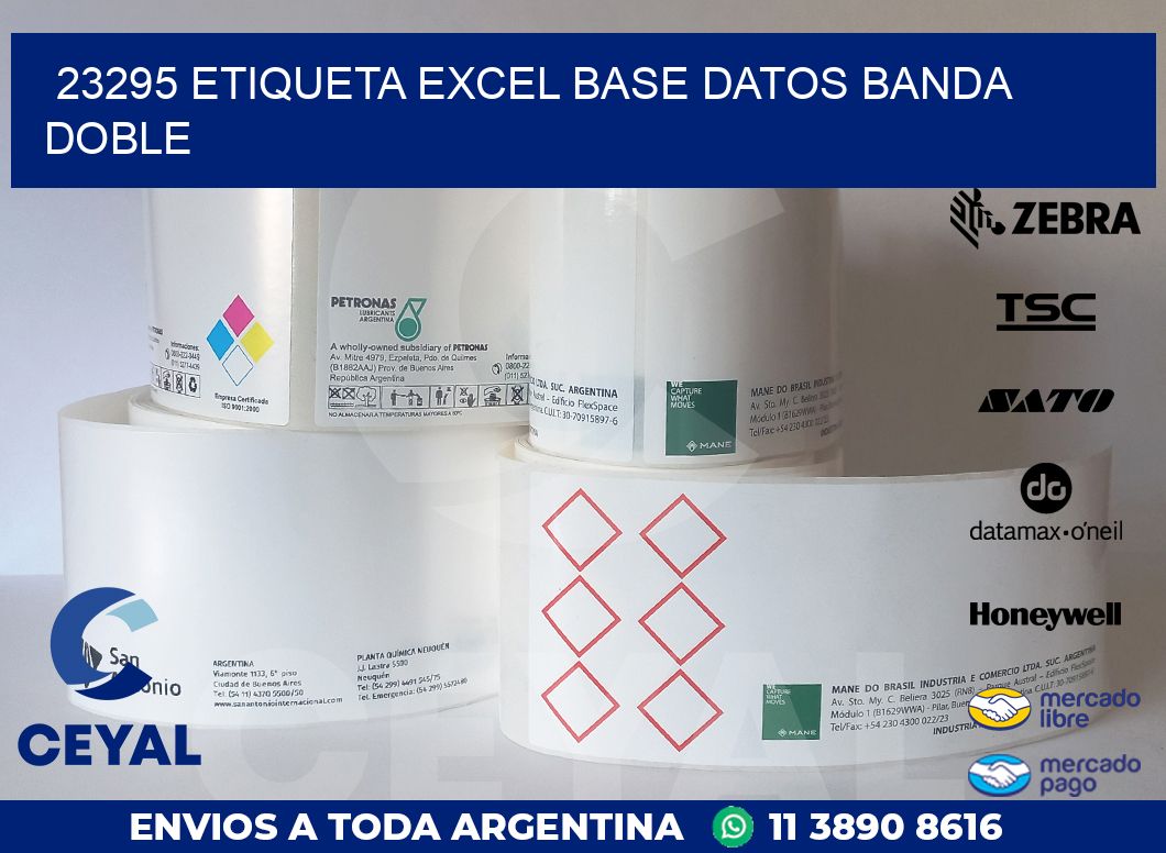 23295 etiqueta excel base datos banda doble