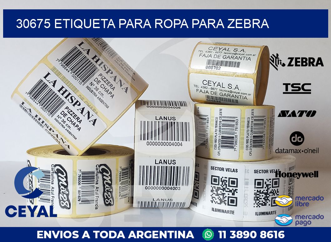 30675 ETIQUETA PARA ROPA PARA ZEBRA