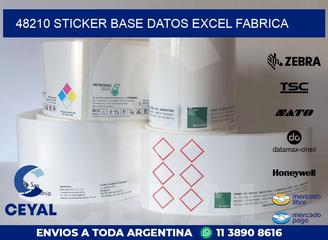 48210 sticker base datos excel fabrica