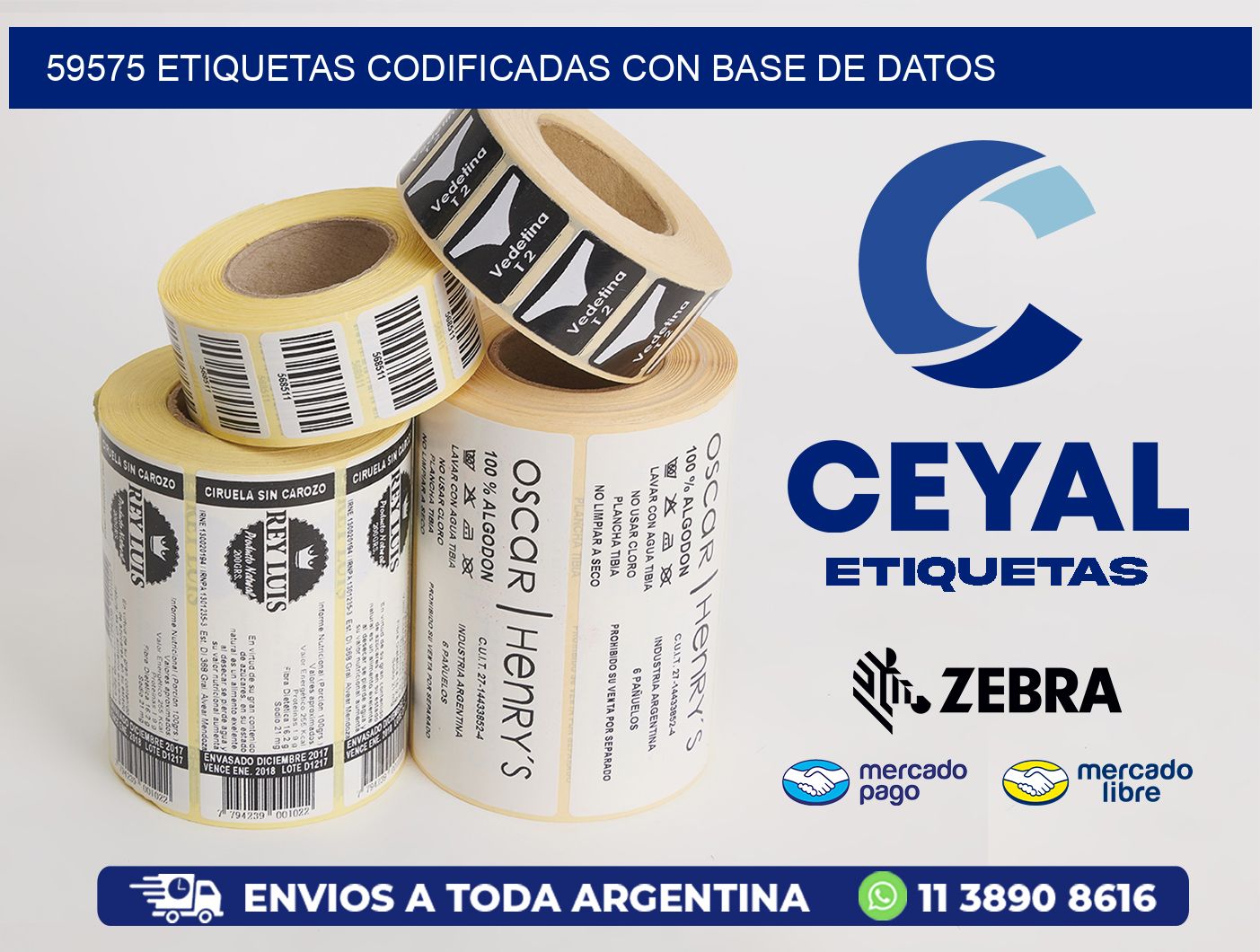 59575 etiquetas codificadas con base de datos