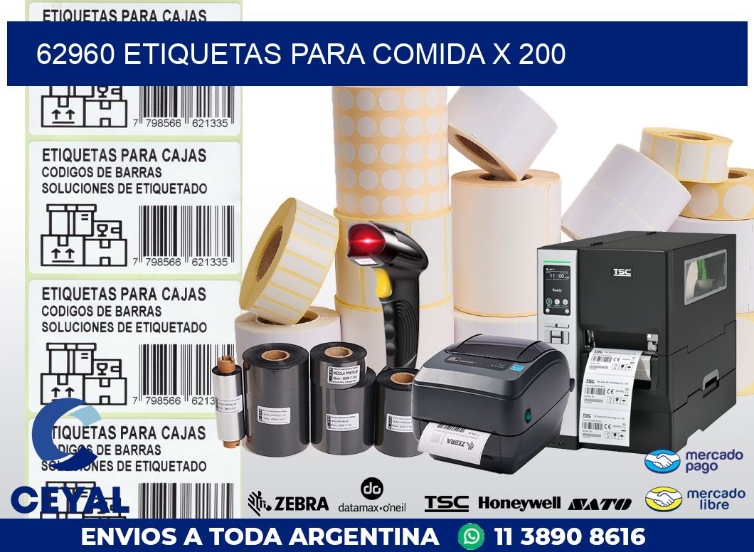 62960 ETIQUETAS PARA COMIDA x 200